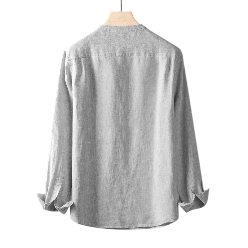 Minimal V-Neck Linen Shirt