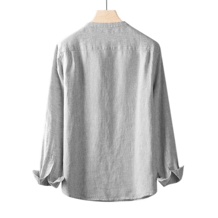 Minimal V-Neck Linen Shirt
