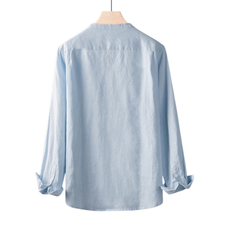 Minimal V-Neck Linen Shirt