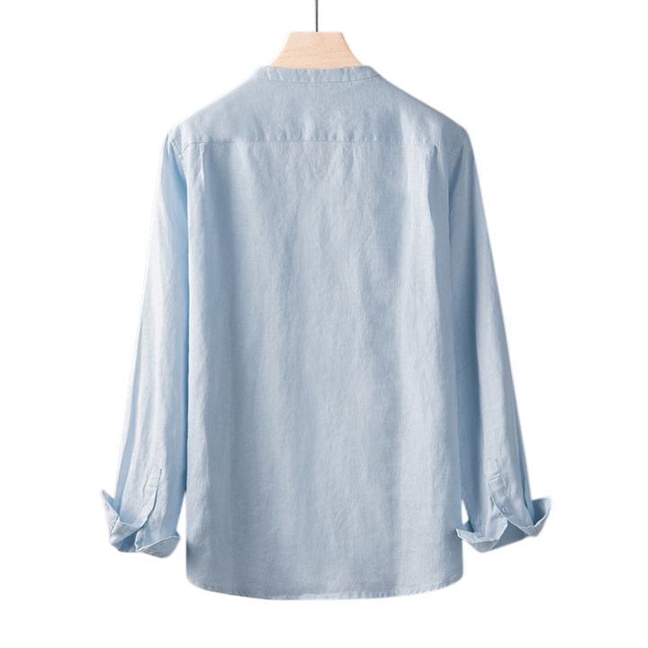 Minimal V-Neck Linen Shirt
