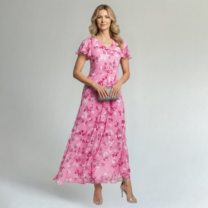 Women’s Floral Maxi Dress – Soft Chiffon Feel