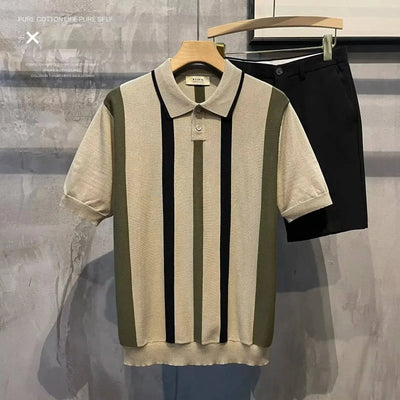 Marceau Striped Knit Polo Set - Charles Thomas