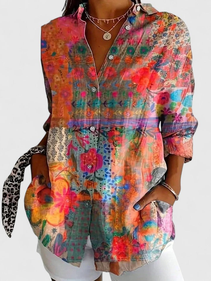 Women’s Colourful Print Blouse – Relaxed Fit