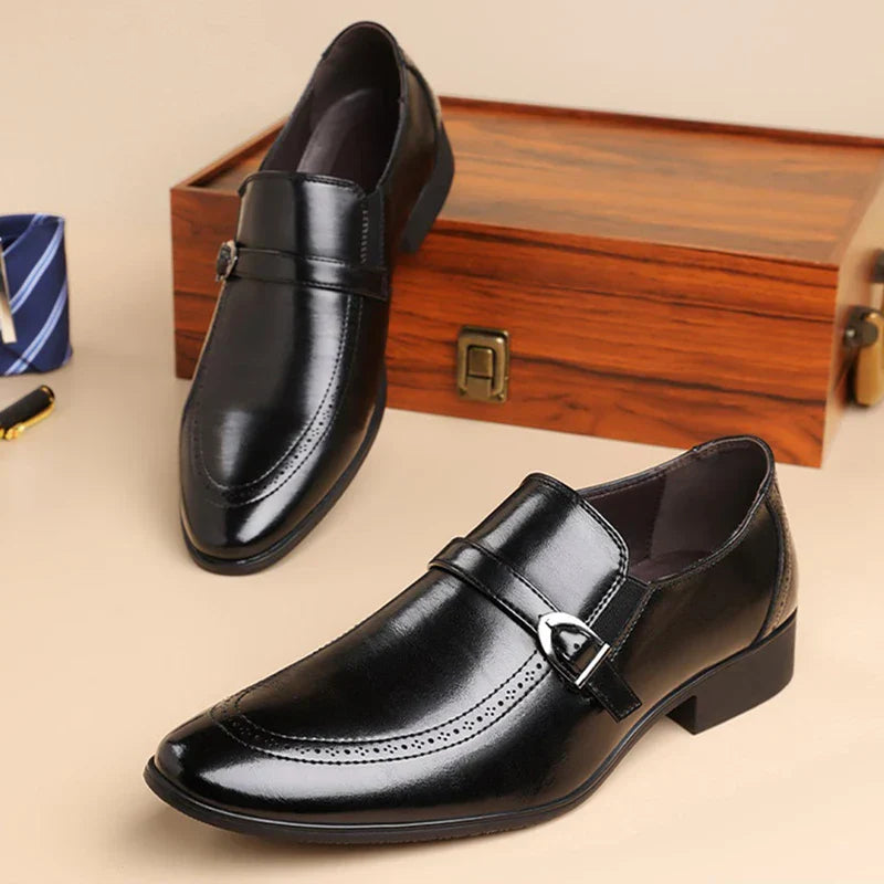 Benetti Buckle Leather Loafers