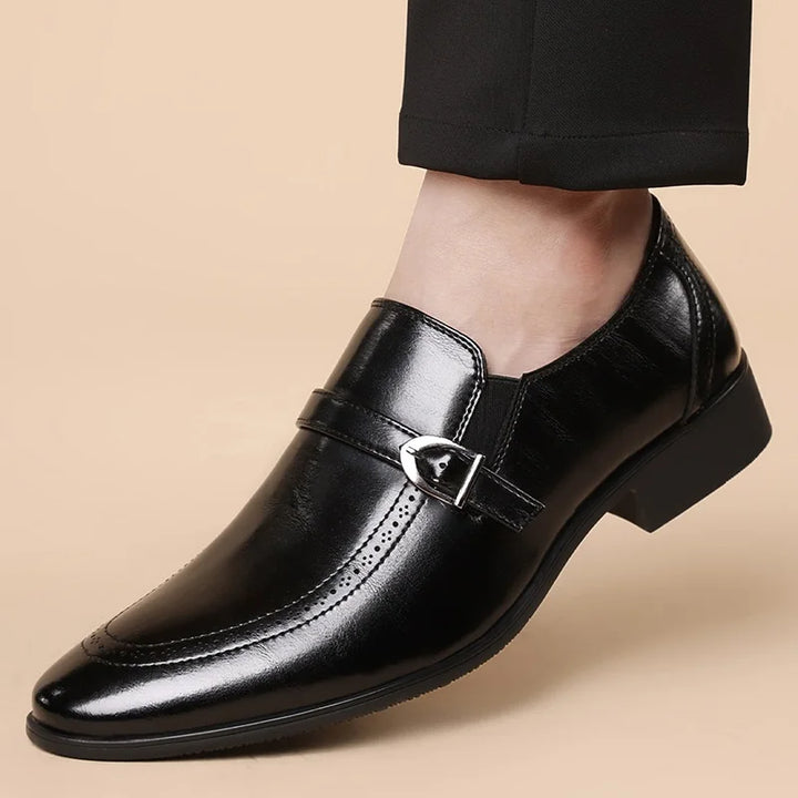 Benetti Buckle Leather Loafers
