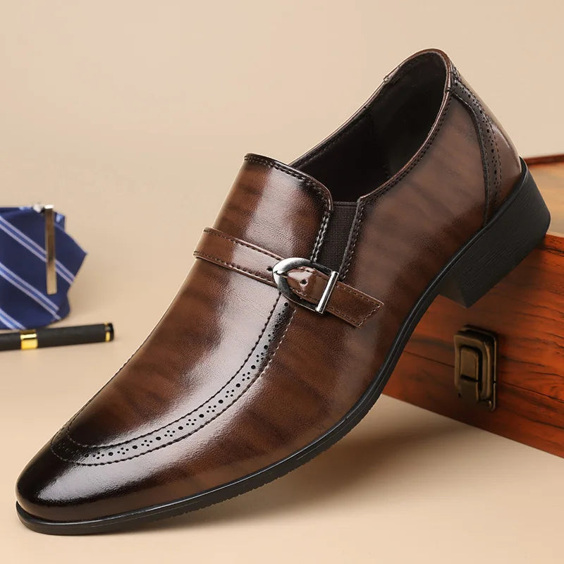 Benetti Buckle Leather Loafers