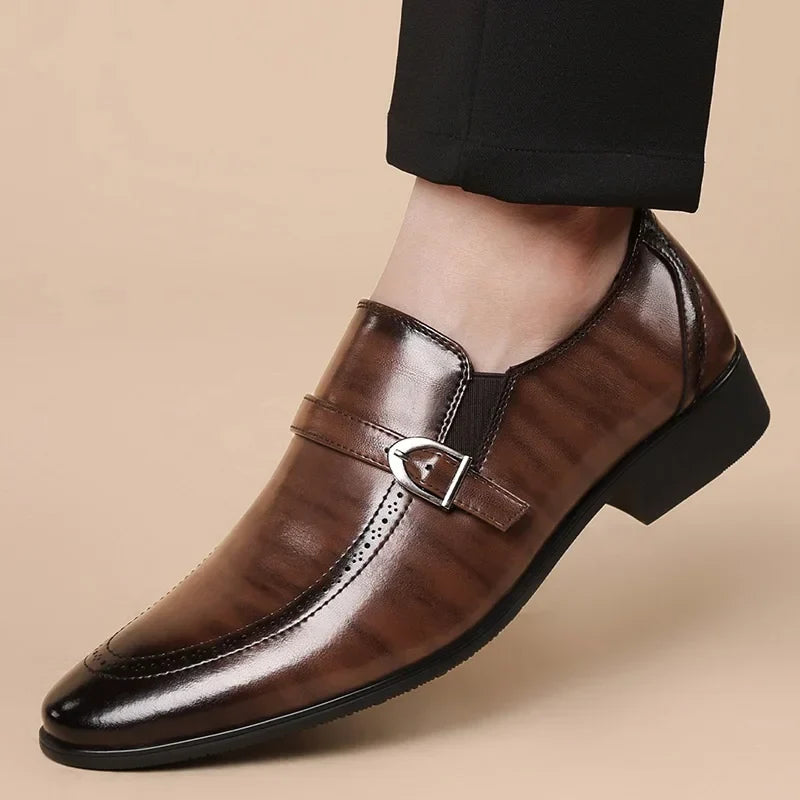Benetti Buckle Leather Loafers