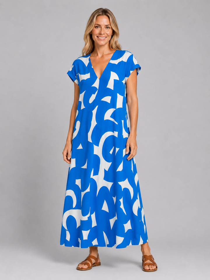 Women's Abstract Print Maxi Dress – Flattering Summer Style