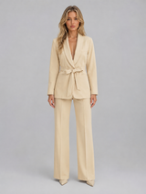 Women's Belted Blazer & Wide Leg Trouser Co-Ord Set – Tailored Two-Piece Suit
