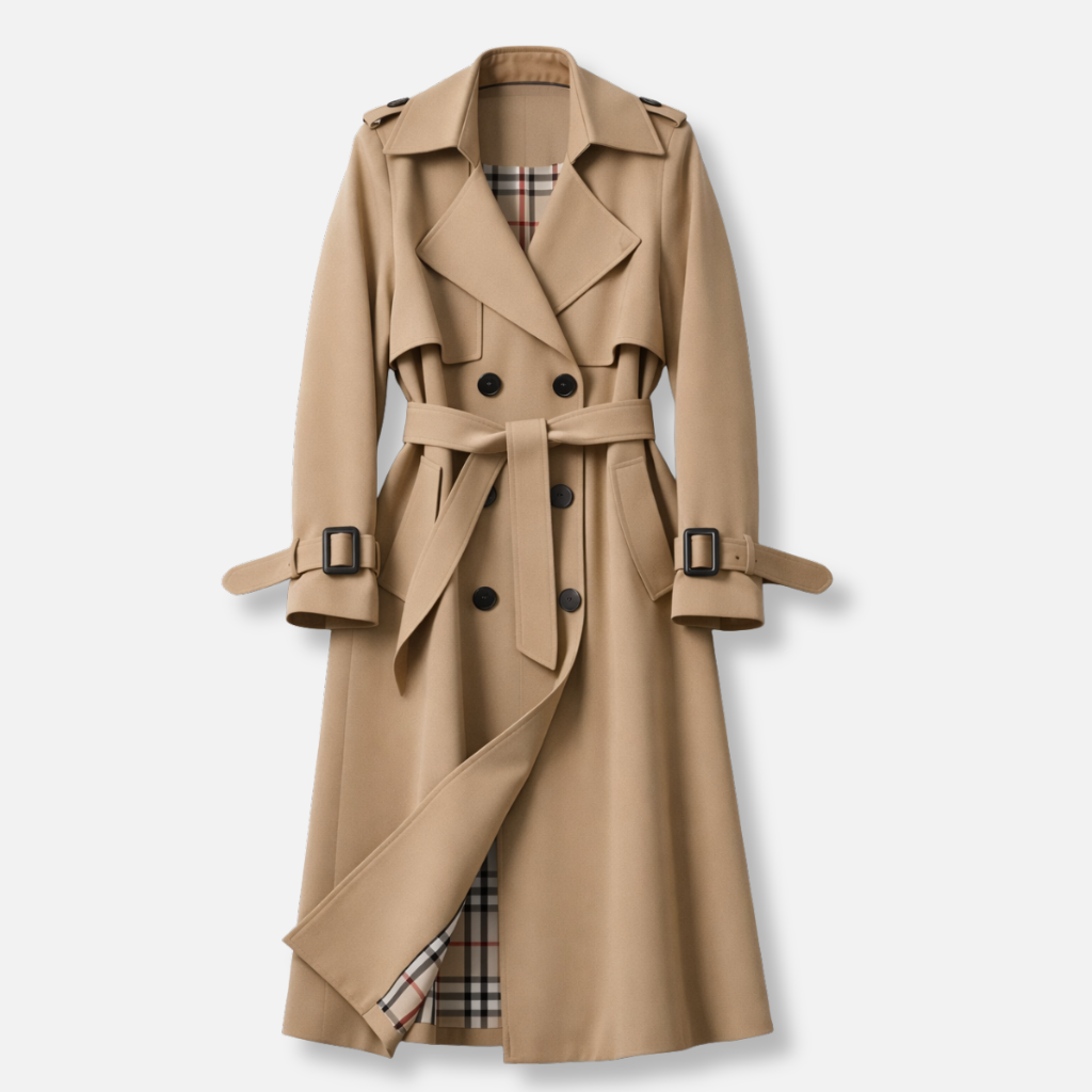 Women’s Belted Trench Coat – Tailored Long Fit