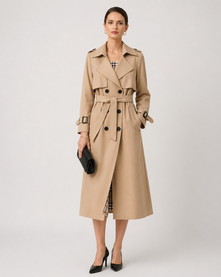 Women’s Belted Trench Coat – Tailored Long Fit