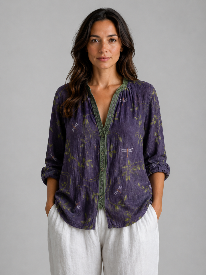 Women's Bohemian V-Neck Blouse – Relaxed Style Top