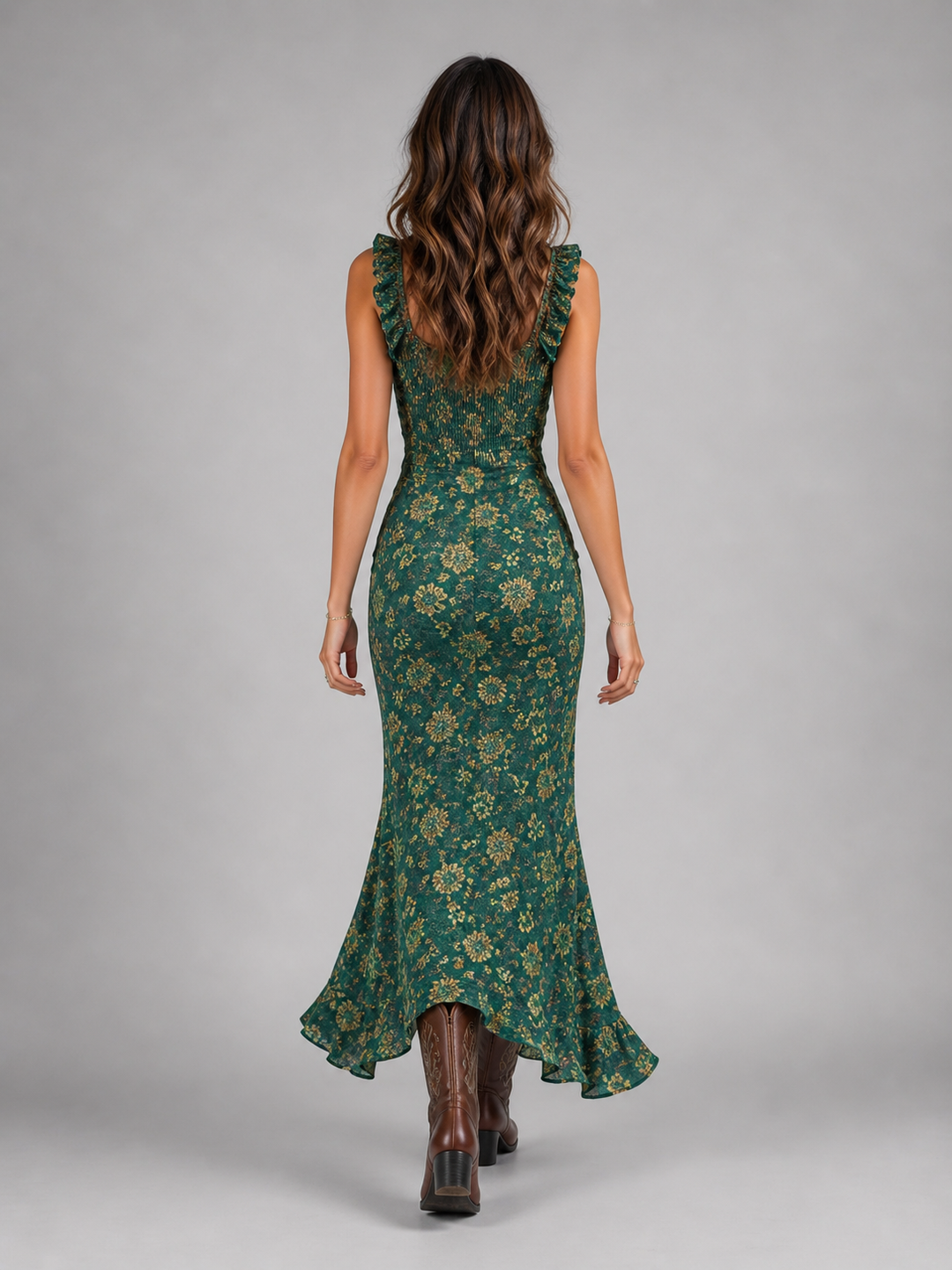 Women’s Boho Floral Side Slit Maxi Dress – Flowing Silhouette