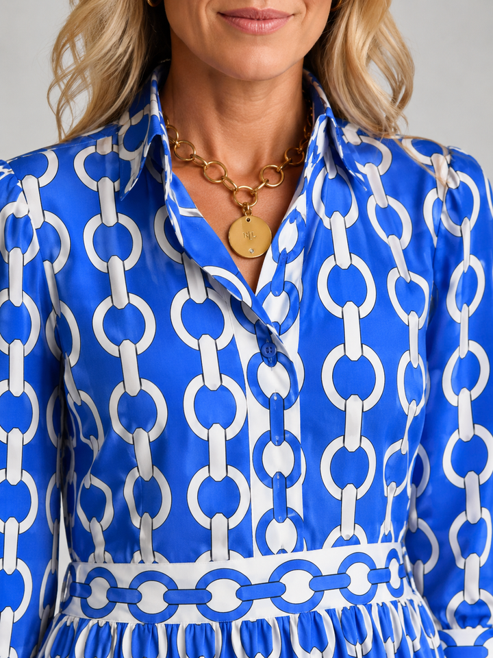 Women’s Chain Print Midi Dress – Flattering Relaxed Fit