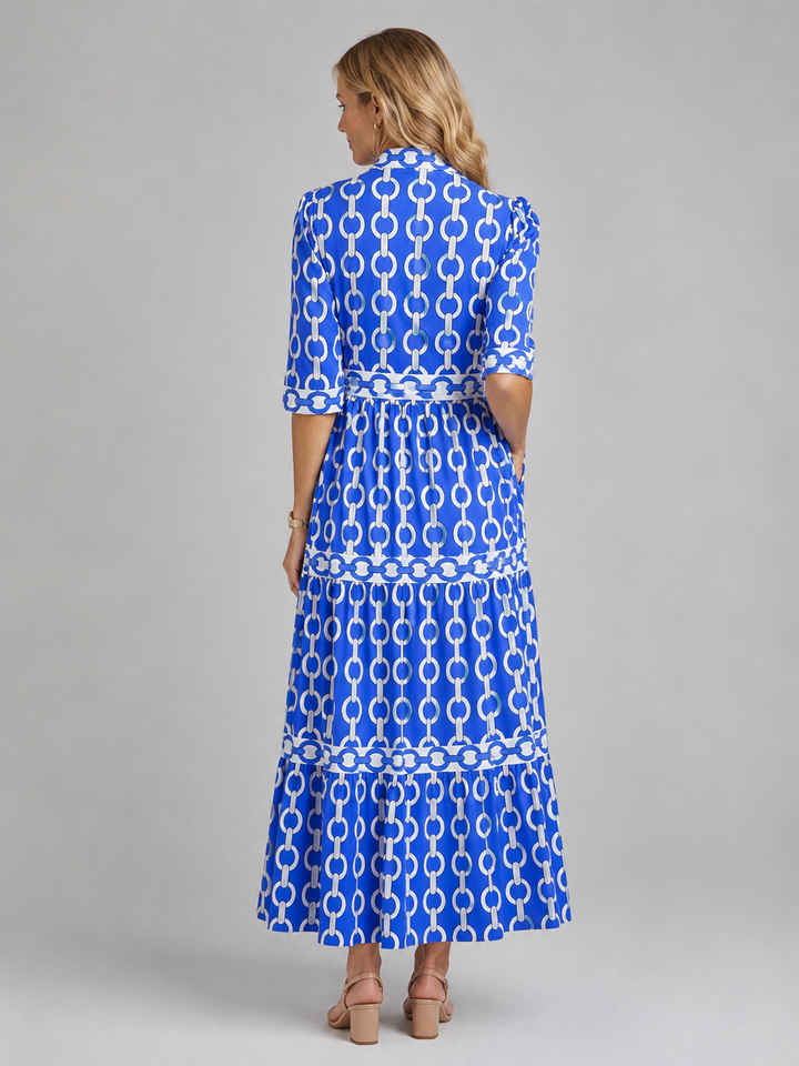 Women’s Chain Print Midi Dress – Flattering Relaxed Fit