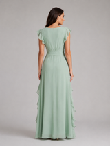 Women's Chiffon Ruffle Maxi Dress – Flowing Silhouette