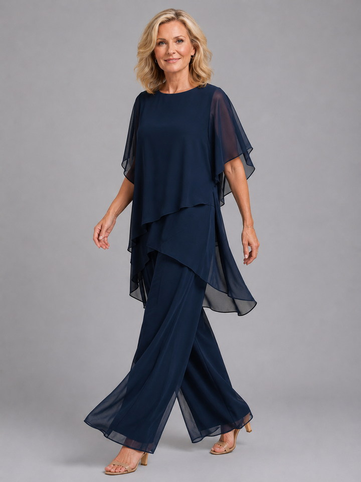 Women’s Chiffon Two-Piece Set – Flowing Wide-Leg Fit