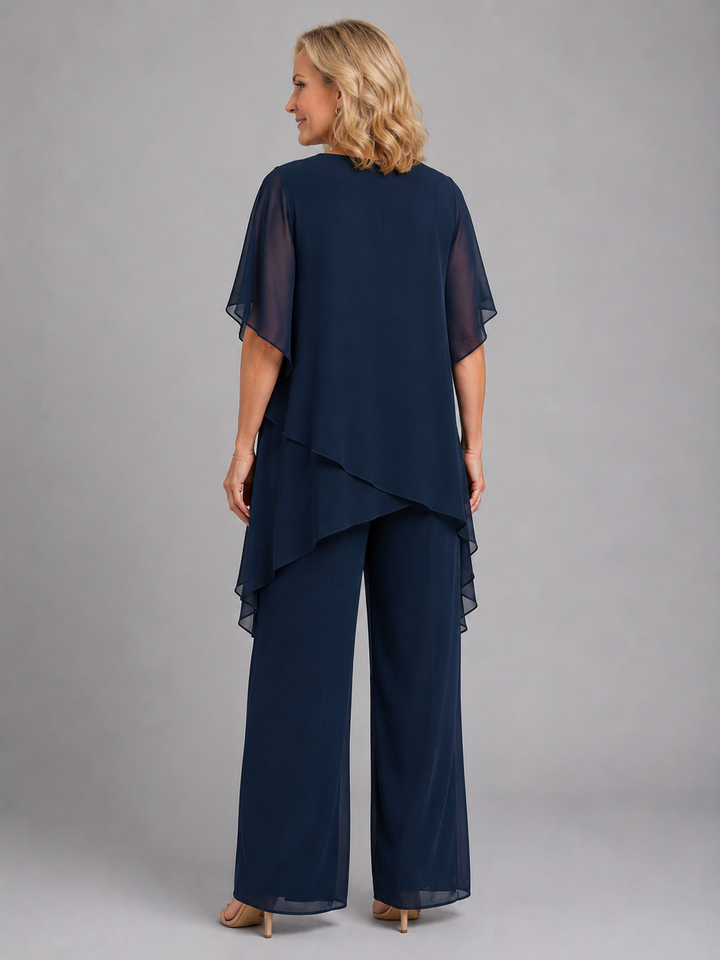Women’s Chiffon Two-Piece Set – Flowing Wide-Leg Fit