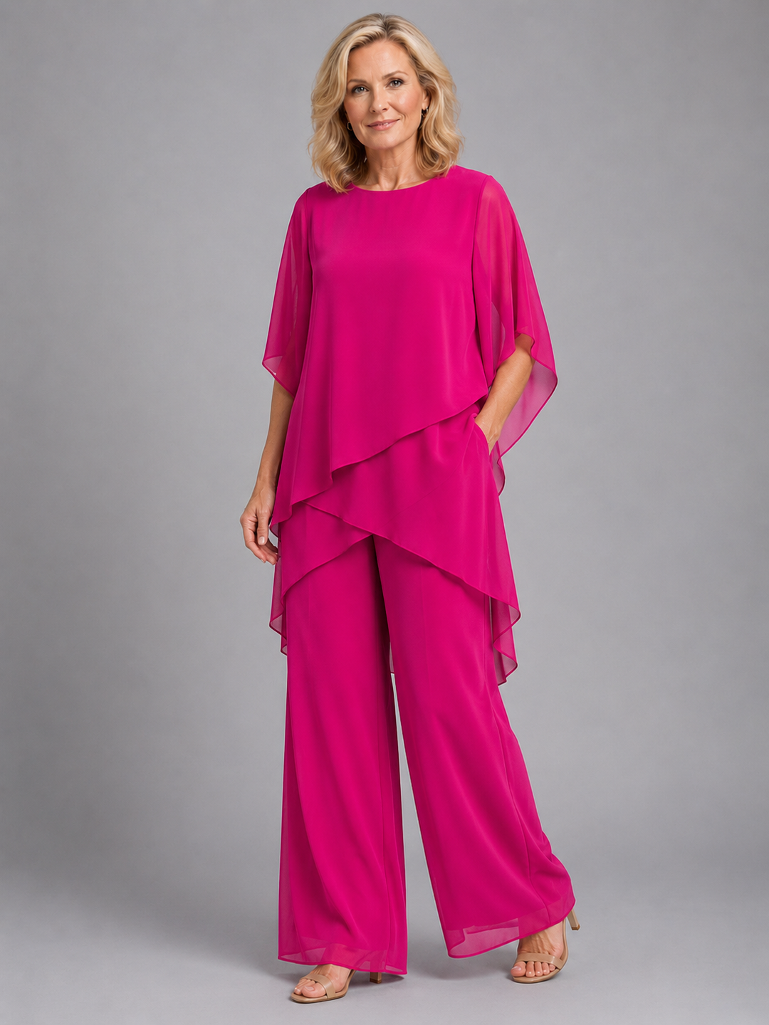Women’s Chiffon Two-Piece Set – Flowing Wide-Leg Fit