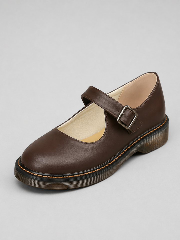 Women’s Classic Mary Jane Shoes – Leather Look Comfort Flats
