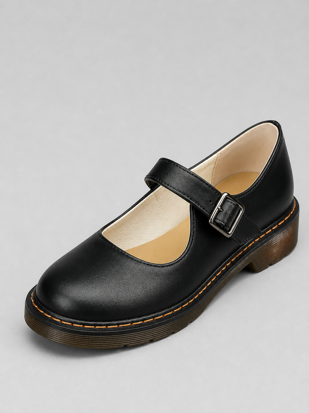 Women’s Classic Mary Jane Shoes – Leather Look Comfort Flats