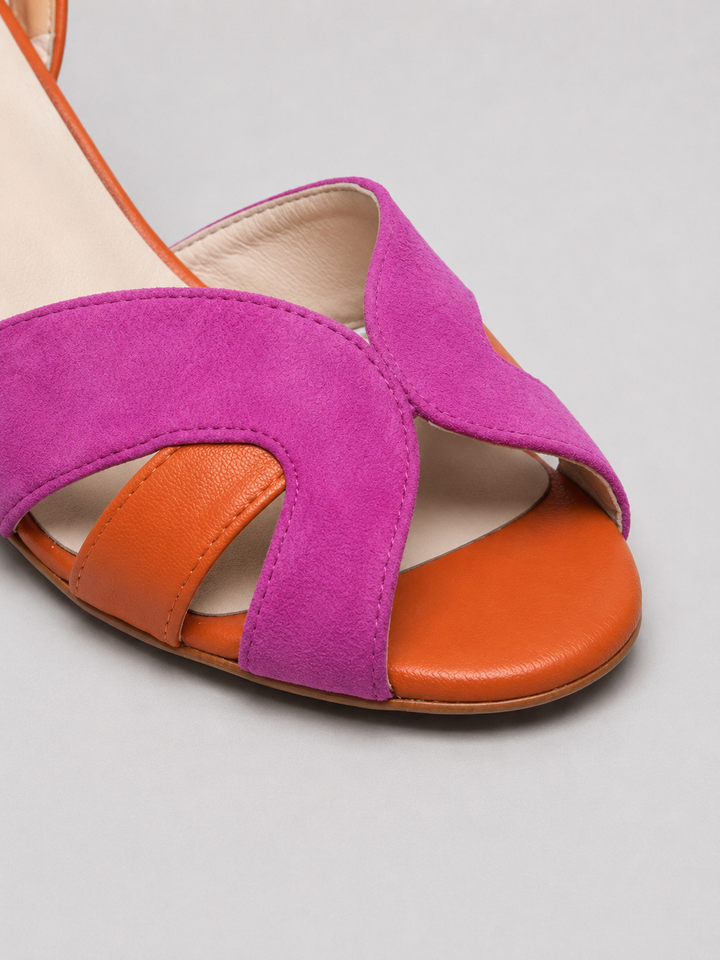 Women’s Colour Block Heeled Sandals – Cushioned Block Heel
