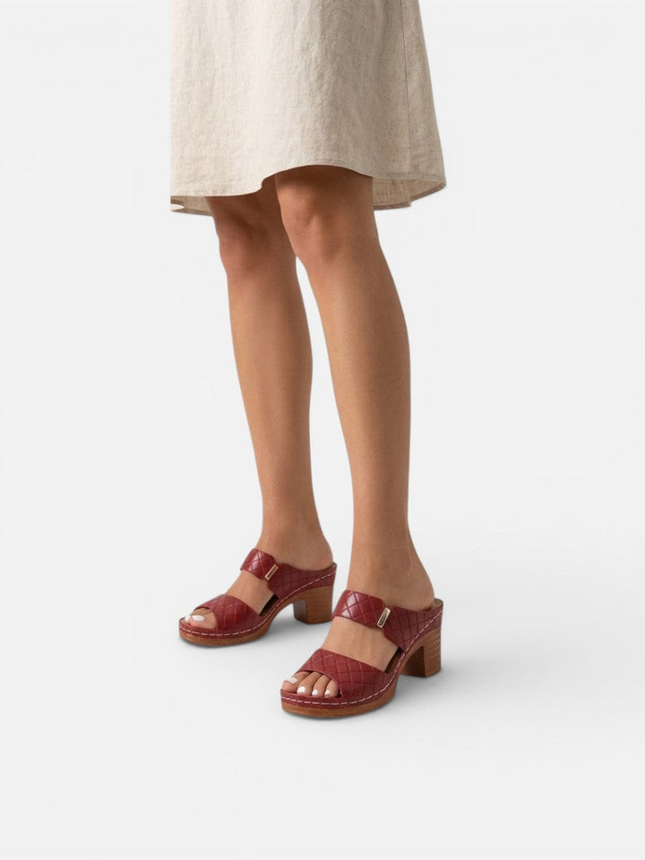 Women’s Comfort Block Heel Sandals – Quilted Leather Look