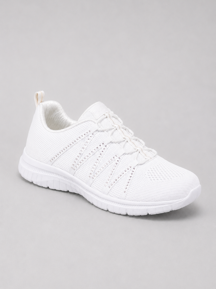 Women’s Comfort Slip-On Knit Trainers – Lightweight Sparkle Walking Shoes