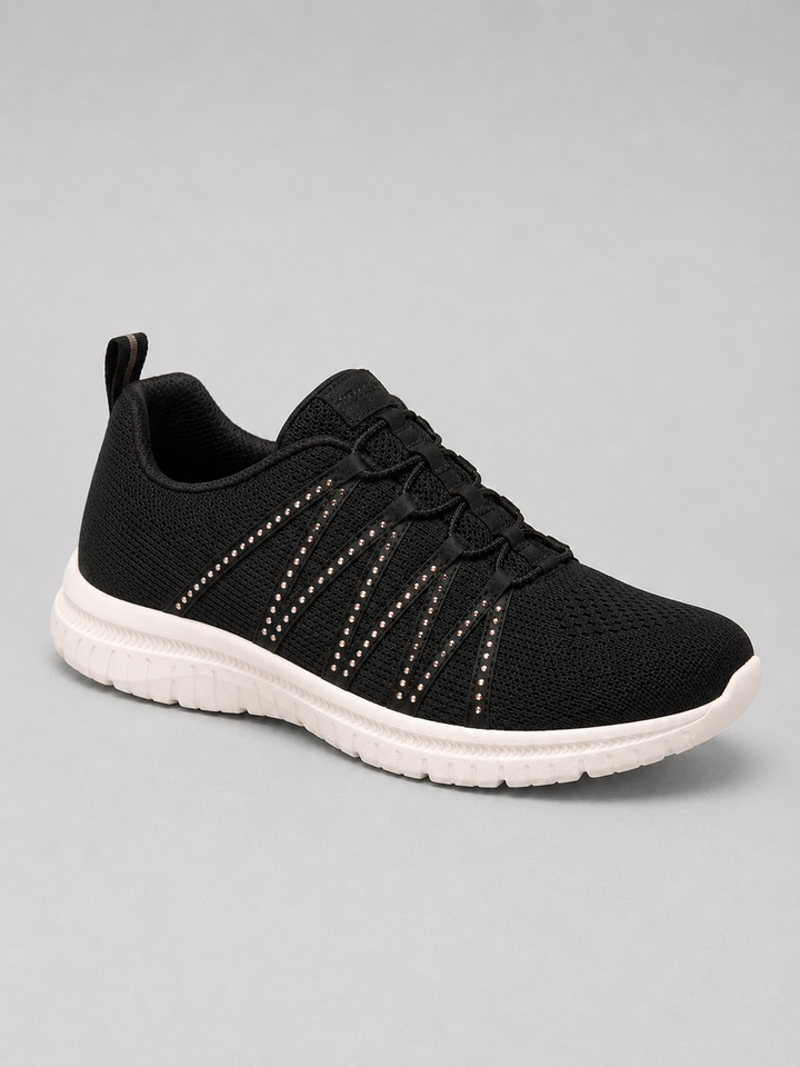 Women’s Comfort Slip-On Knit Trainers – Lightweight Sparkle Walking Shoes