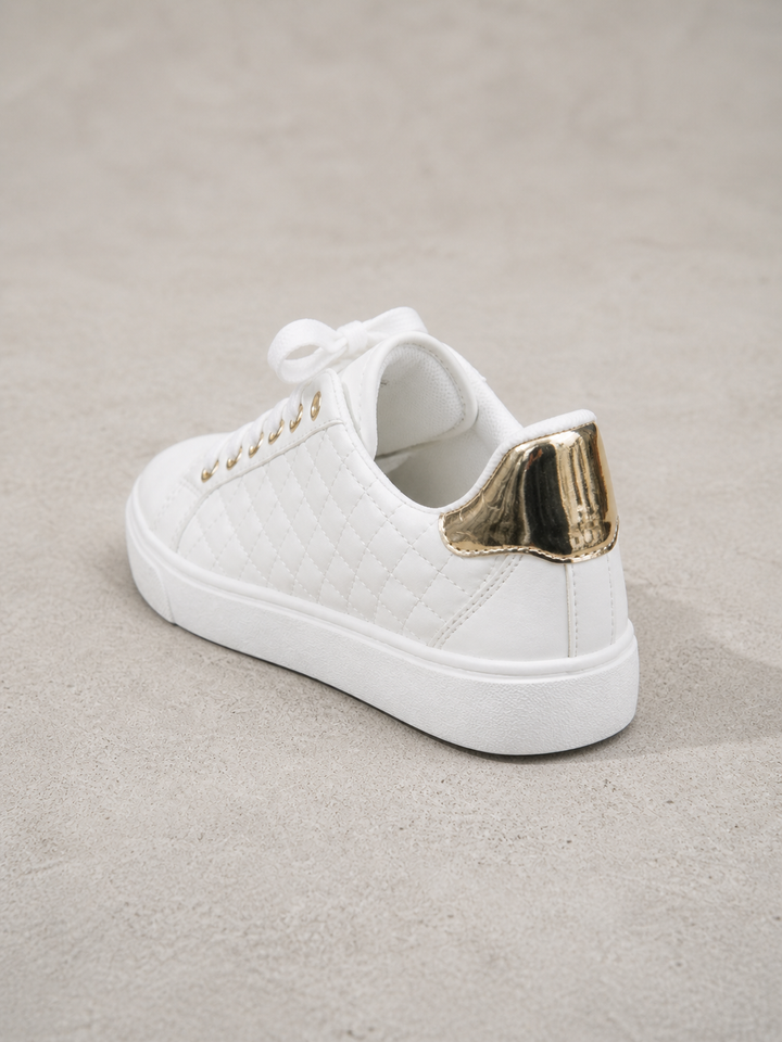Women’s Comfort Trainers – Quilted Leather Look Shoes