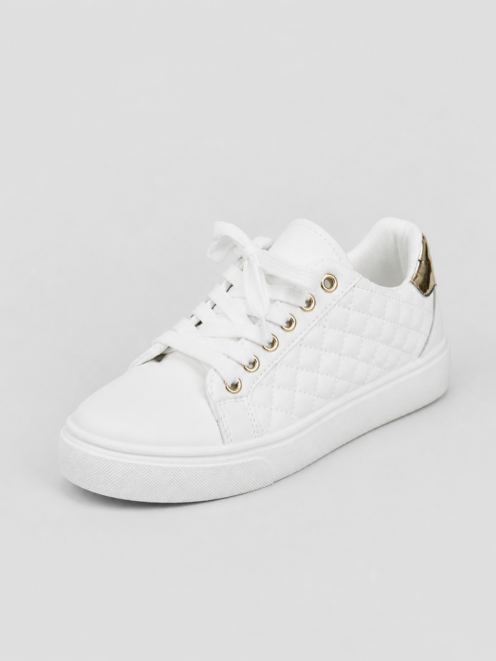 Women’s Comfort Trainers – Quilted Leather Look Shoes