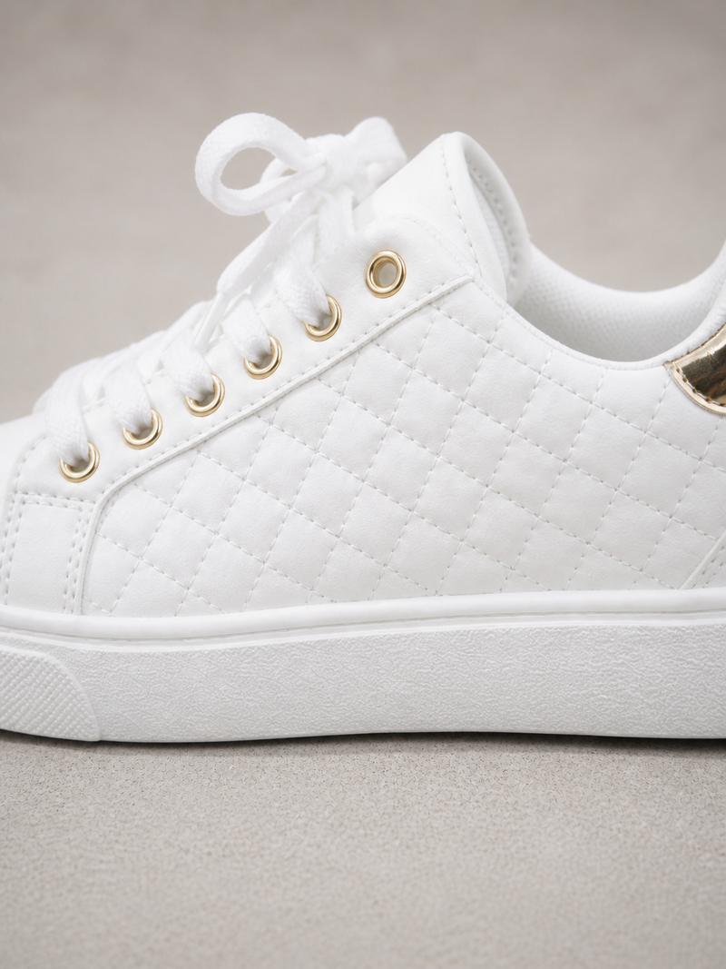 Women’s Comfort Trainers - Quilted Leather Look Shoes