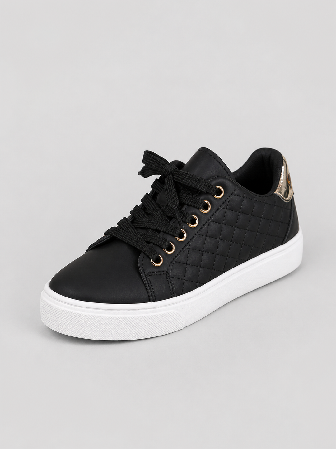 Women’s Comfort Trainers – Quilted Leather Look Shoes