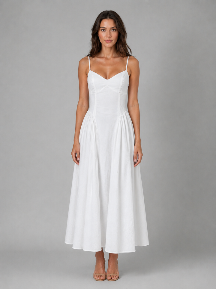 Women's Corset Full Skirt Midi Dress – Wedding Guest Occasion