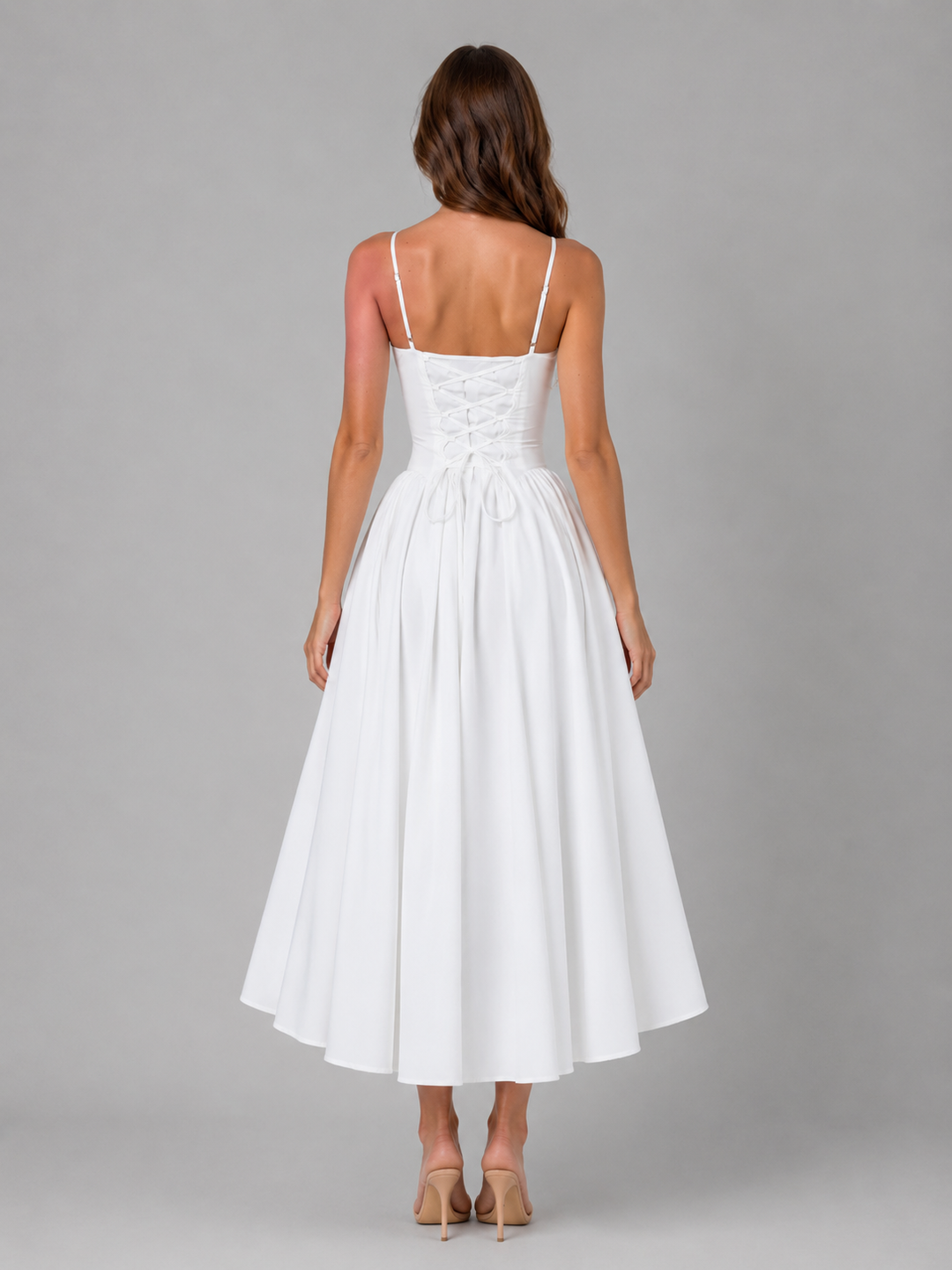 Women's Corset Full Skirt Midi Dress – Wedding Guest Occasion