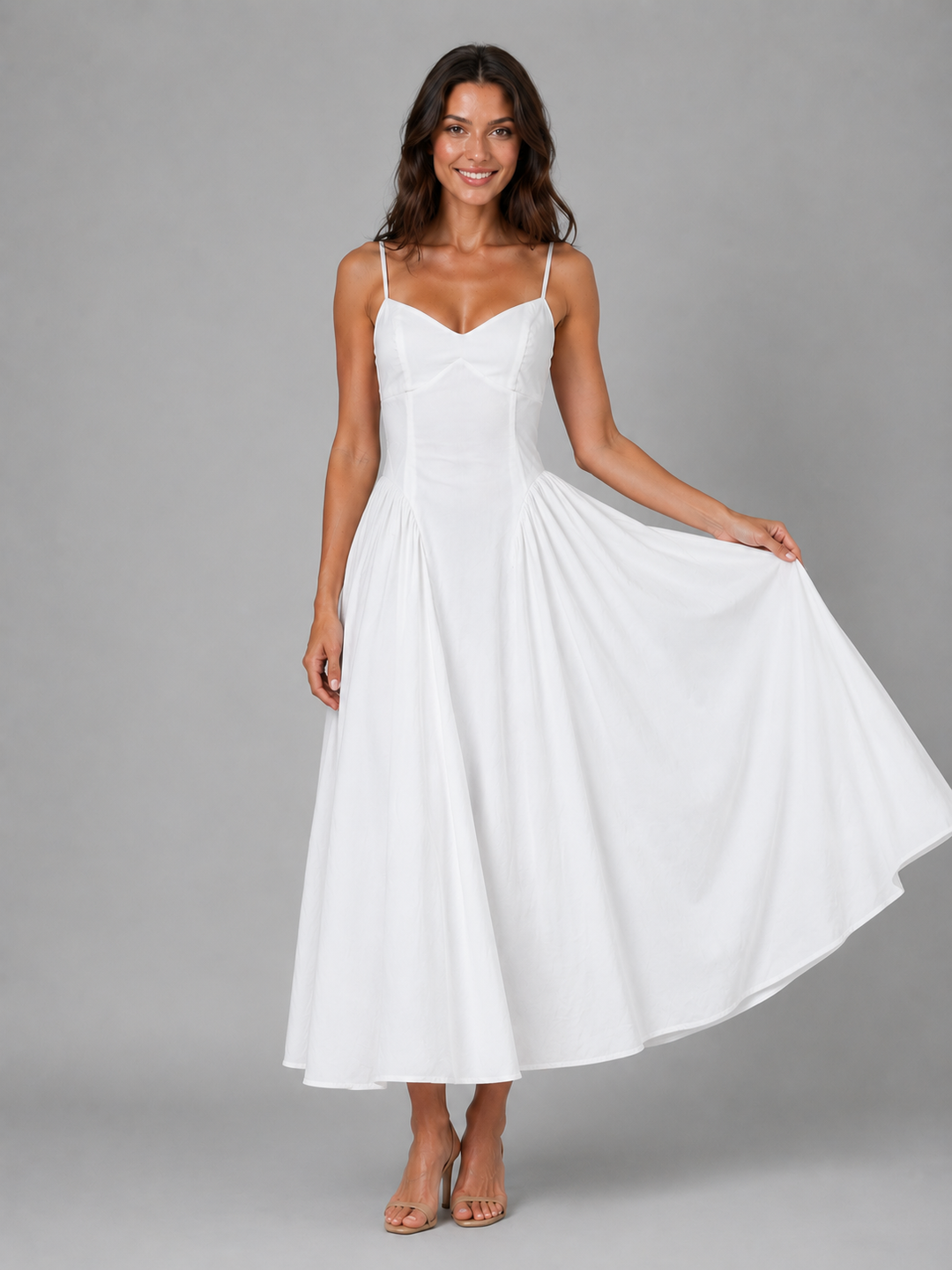 Women's Corset Full Skirt Midi Dress – Wedding Guest Occasion