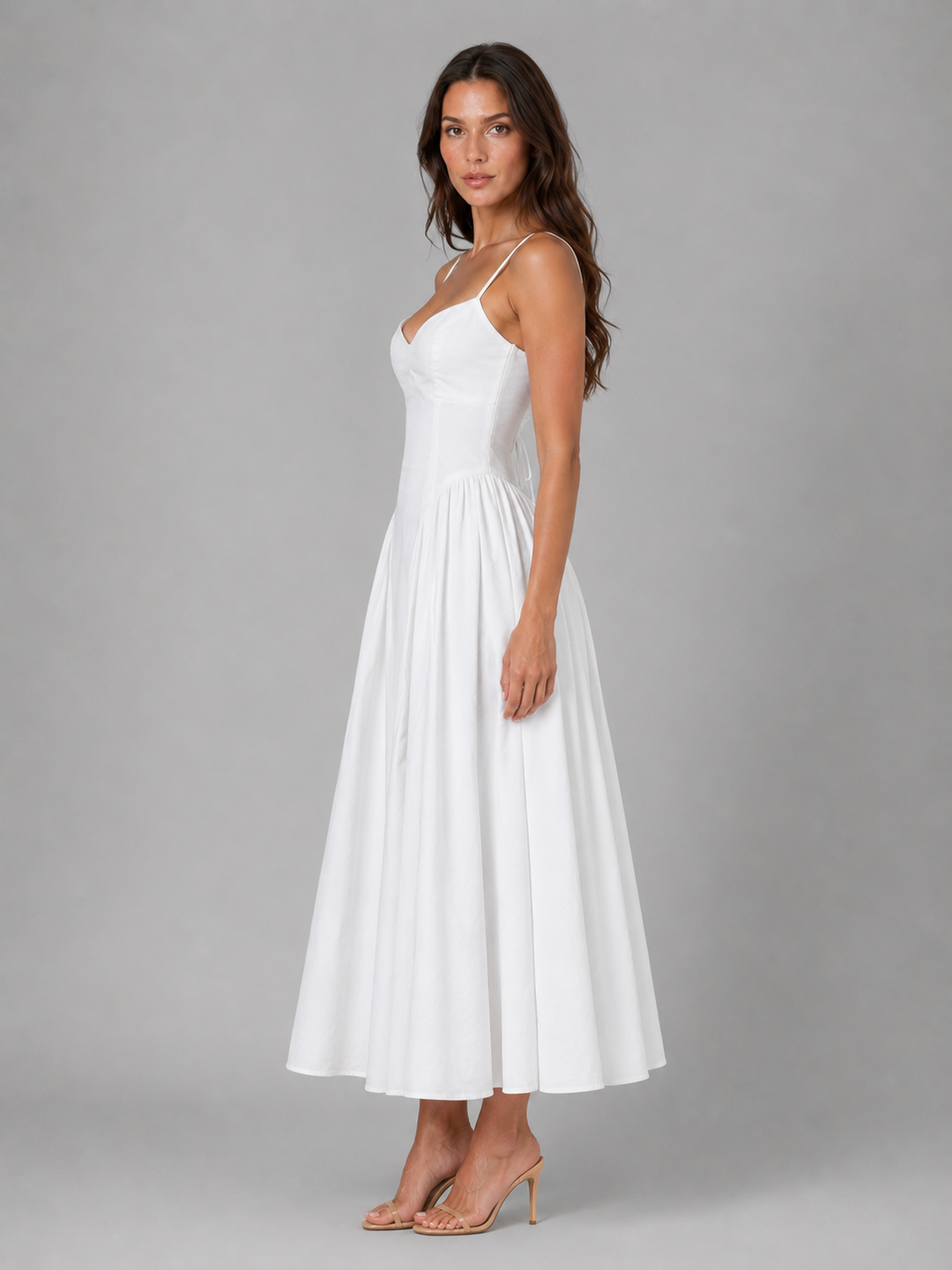 Women's Corset Full Skirt Midi Dress – Wedding Guest Occasion