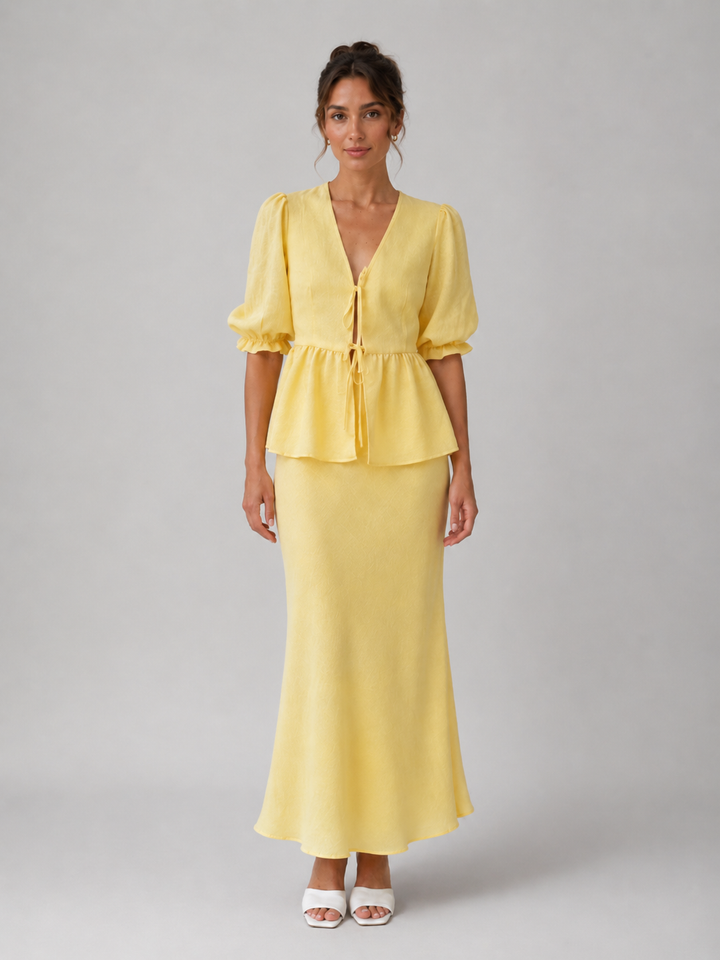 Women’s Cotton Two Piece Skirt Set – Elegant Summer Style