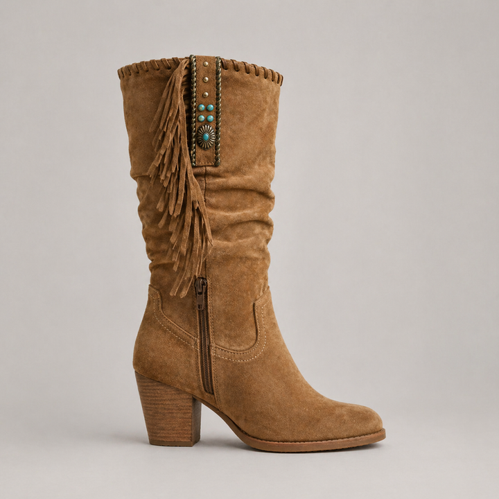 Women’s Cowboy Fringe Boots – Mid-Calf Style