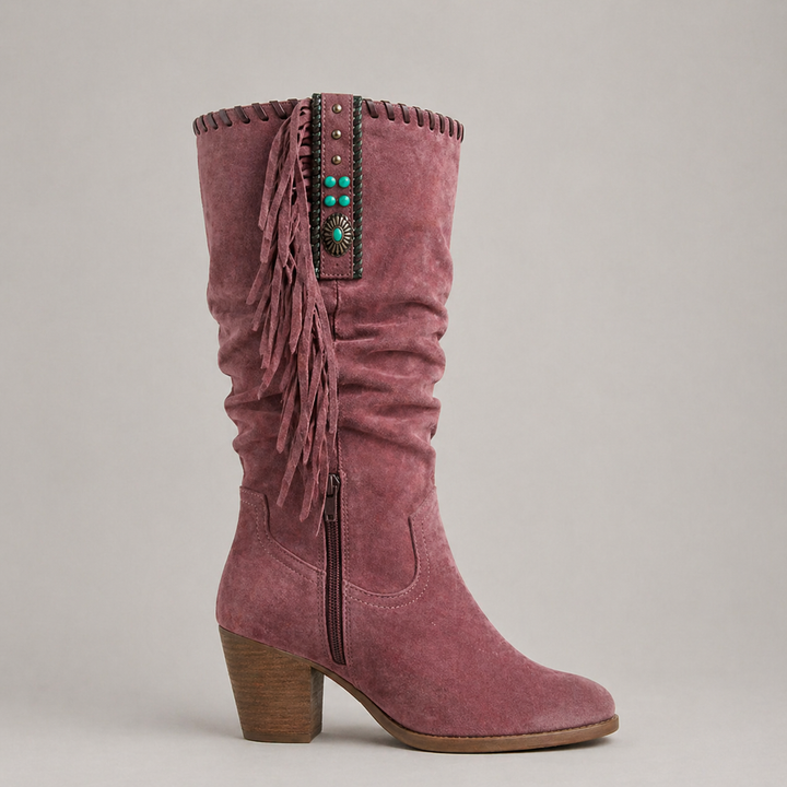 Women’s Cowboy Fringe Boots – Mid-Calf Style