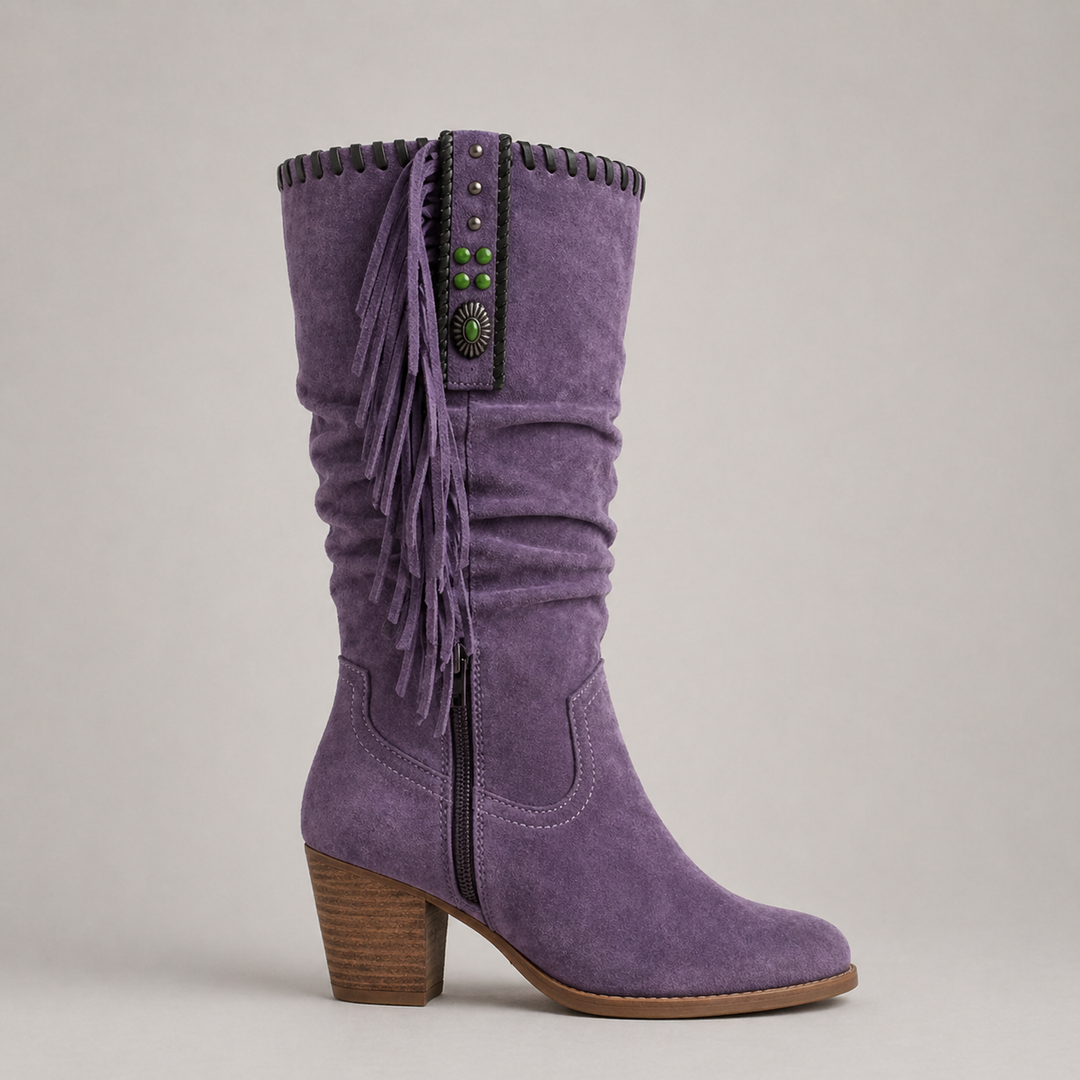 Women’s Cowboy Fringe Boots – Mid-Calf Style