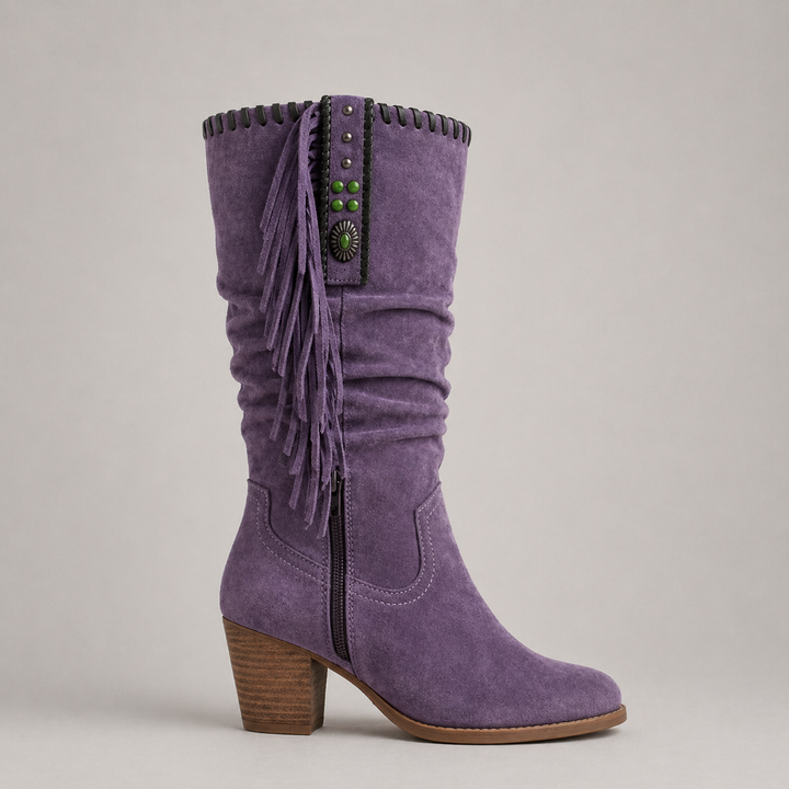 Women’s Cowboy Fringe Boots – Mid-Calf Style