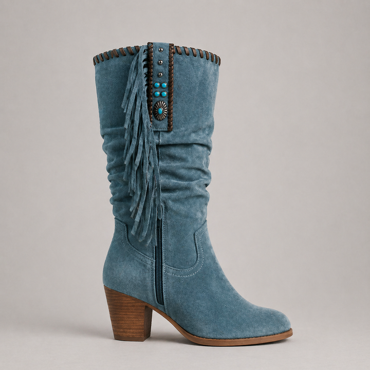 Women’s Cowboy Fringe Boots – Mid-Calf Style