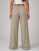 Women's Crinkle Wide Leg Trousers – Drawstring Waist