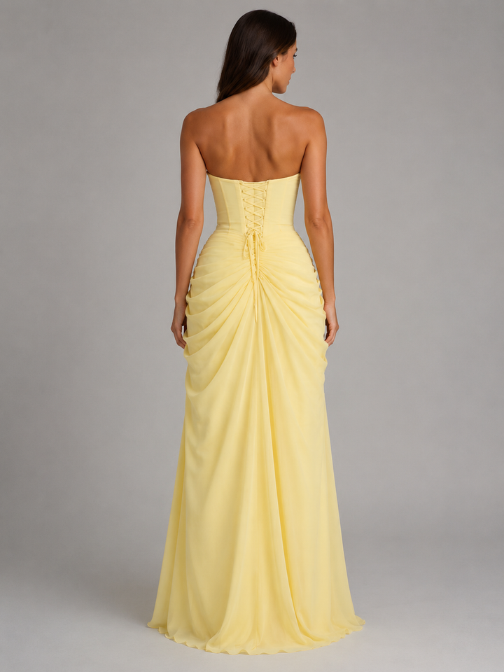 Women’s Draped Corset Maxi Dress – Sculpted Fit