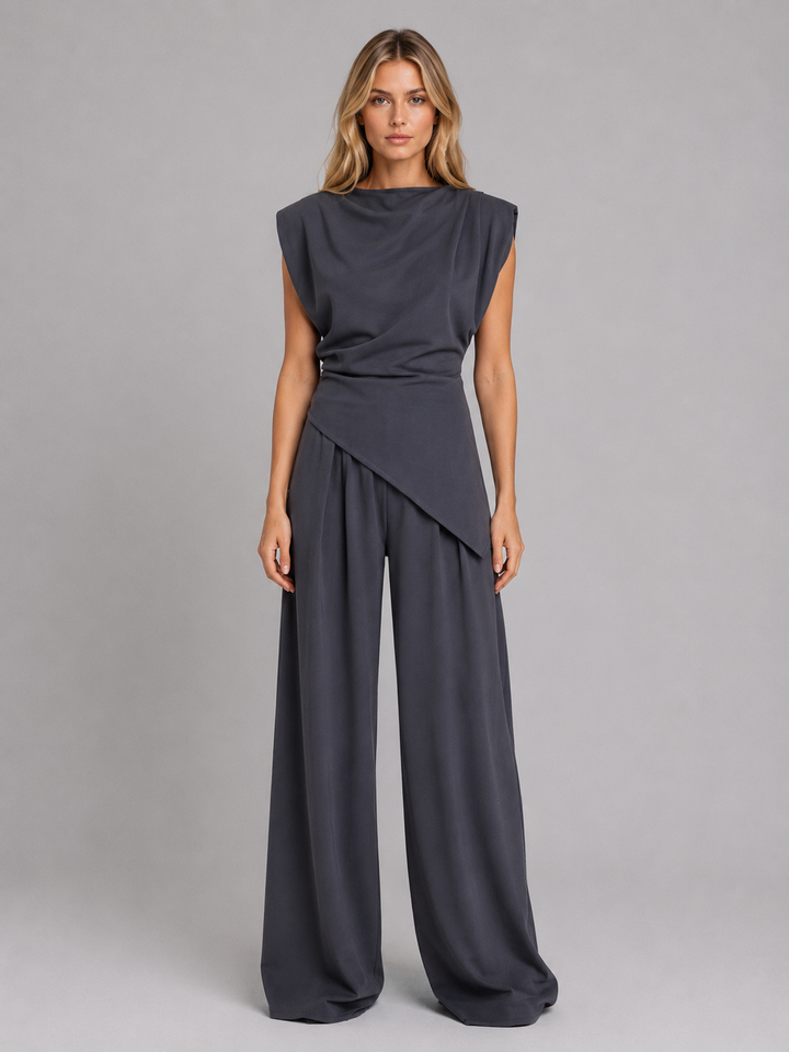 Women’s Draped Two-Piece Co-Ord Set – Relaxed Lounge Style