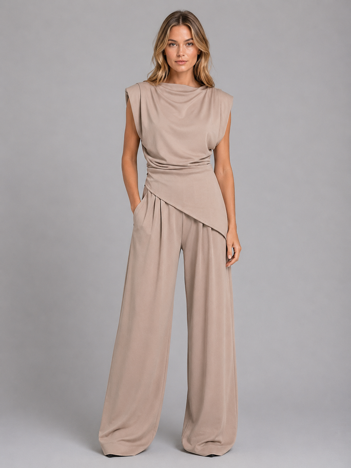 Women’s Draped Two-Piece Co-Ord Set – Relaxed Lounge Style