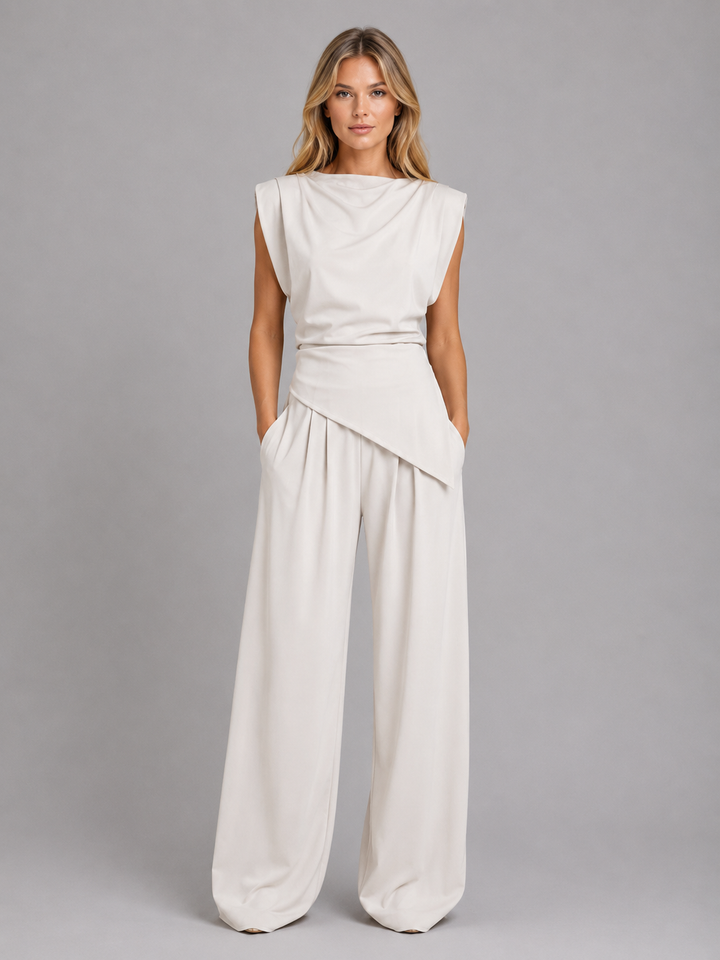 Women’s Draped Two-Piece Co-Ord Set – Relaxed Lounge Style