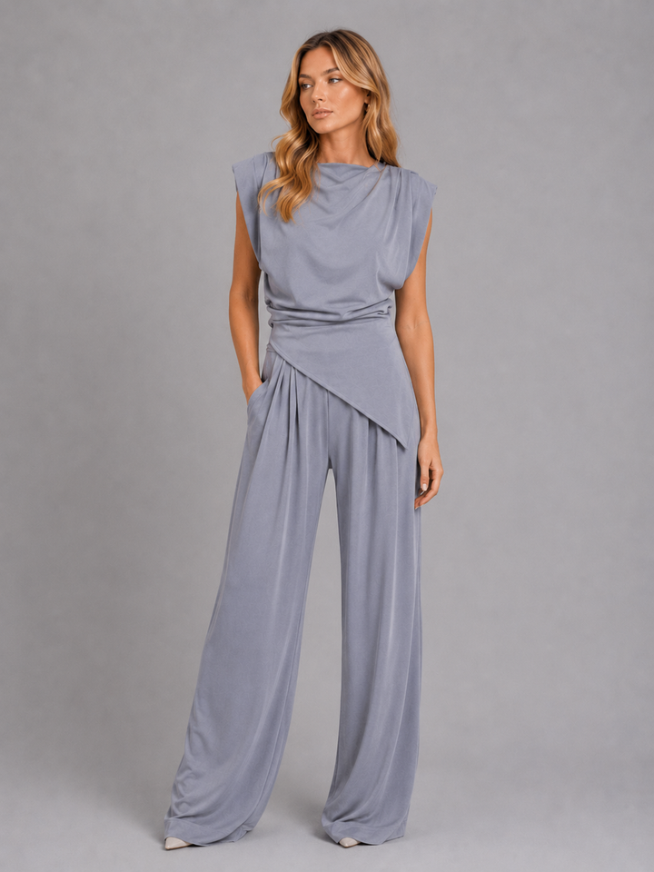 Women’s Draped Two-Piece Co-Ord Set – Relaxed Lounge Style
