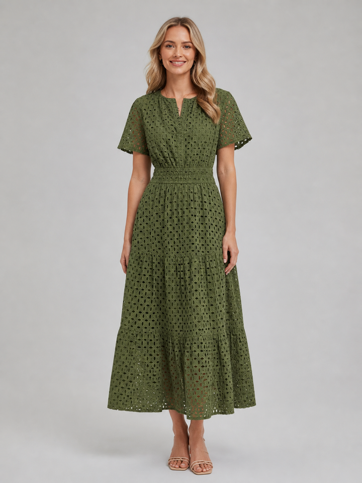 Marguerite Eyelet Midi Dress